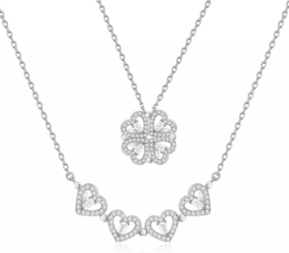 Four-Heart Clover Necklace With Rose Box