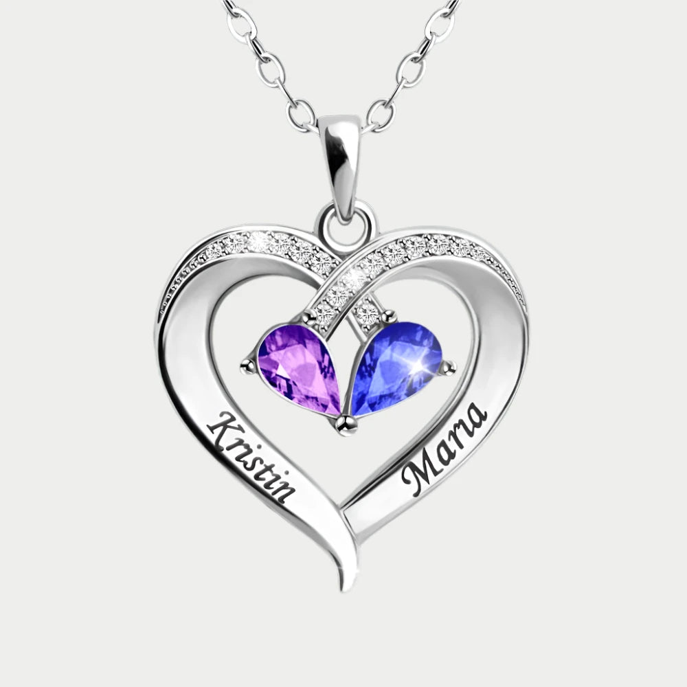 Personalised Heart Custom Birthstone Necklace