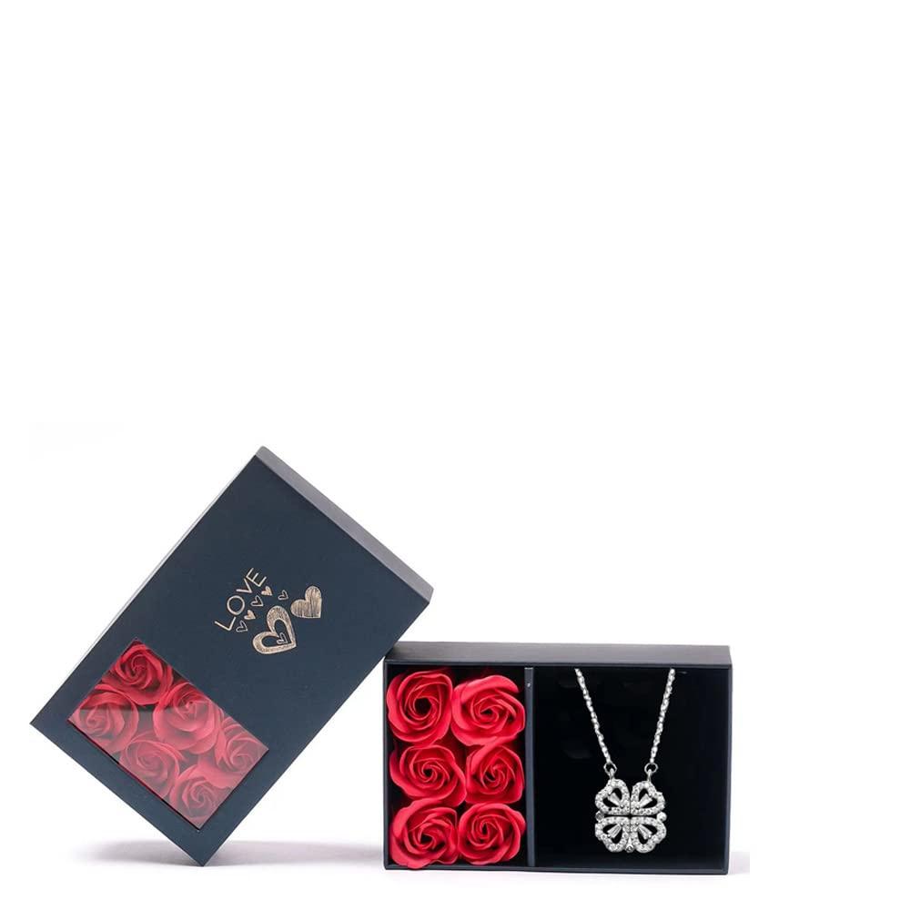 Four-Heart Clover Necklace With Rose Box